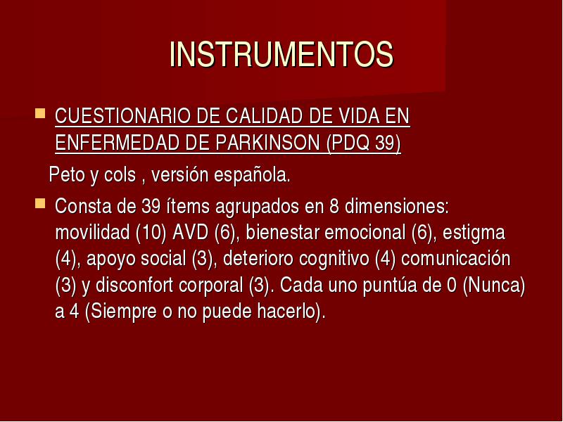 Enfermedad De Parkinson Aspectos Geriatricos E Instrumentos De Valoracion