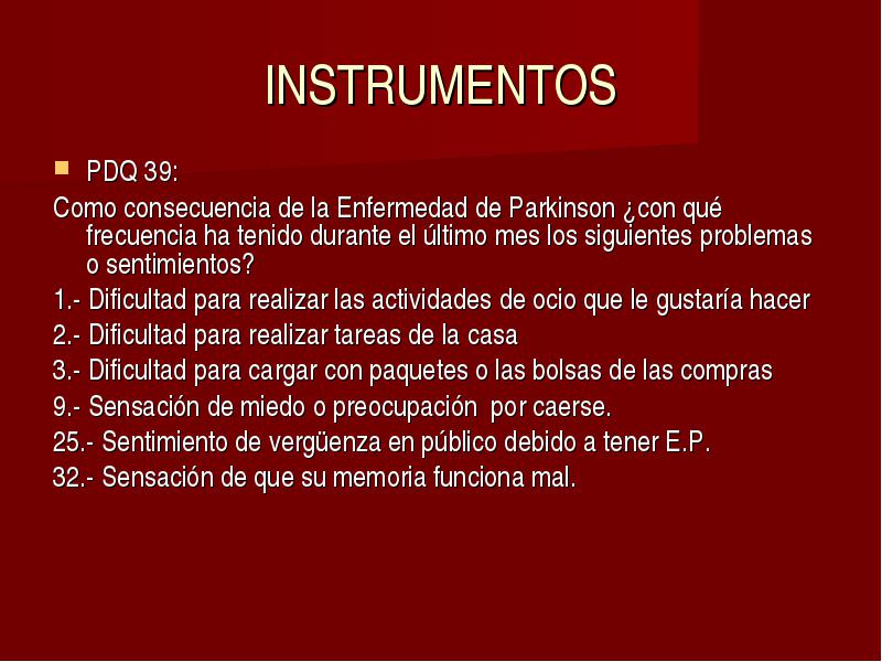 Enfermedad De Parkinson Aspectos Geriatricos E Instrumentos De Valoracion